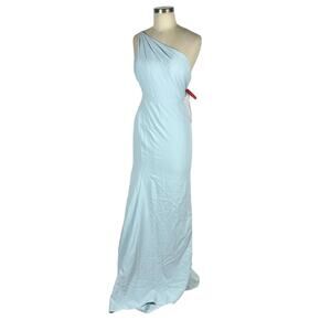 Mac Duggal Light Blue One-Shoulder Maxi Dress